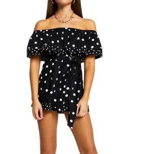 NWOT River Island Polka Dot Puff Sleeve Romper 6